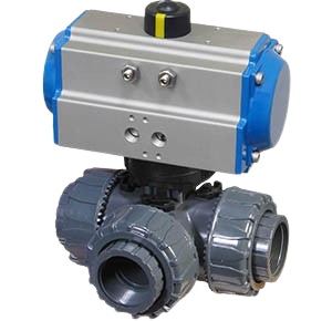 Pneumatic 3 Way UPVC Ball Valve