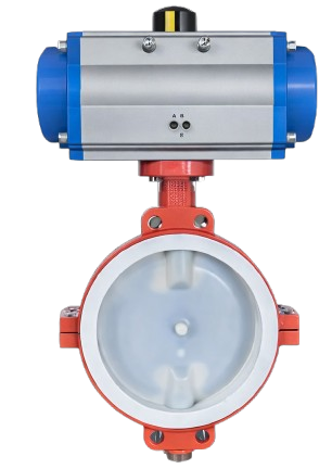 Pneumatic PTFE / PFA Lined Butterfly Valve