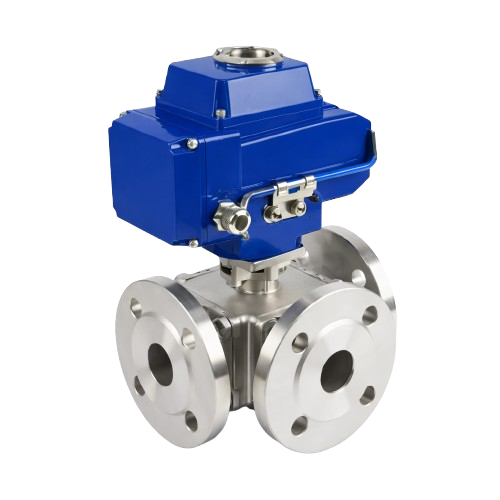 Electrical 3 Way Ball Valves Flanged