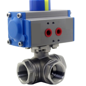 Pneumatic 3 way screwed end ball valve