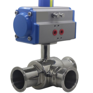Pneumatic 3 Way TC End Ball Valve