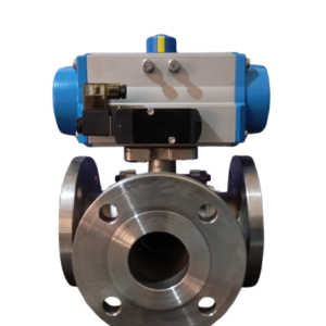 Pneumatic 3 Way Flanged Ball Valve